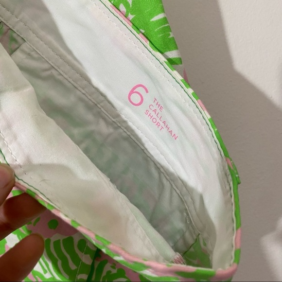 Lilly Pulitzer Callahan Shorts Sunnyside Lion Pink Green Print 5" Inseam 6 - Picture 3 of 4